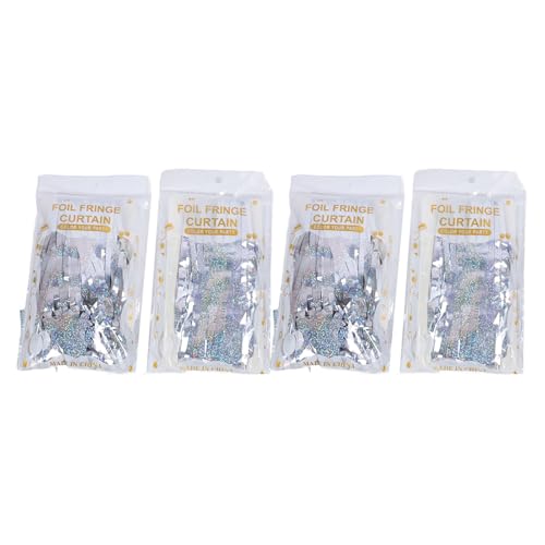 ANKROYU Tinsel Fringe Hintergrund Vorhang wiederverwendbar faltbare metallische Folienparty -Dekor für Geburtstag Hochzeit Bachelorette 4PCS Set Pet Material 1m Länge 2 cm Breite (Silber) von ANKROYU