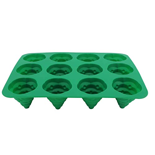 ANKROYU Weihnachtsbaum Silikonform DIY -Kuchenform 12 Loch für Mousse Schokoladen Muffin Backwerkzeug Sicheres Haltungsmittel -Mikrowellenofen Kühlschrank Gefrierfreundlich rotes G (Rot) (Grün) von ANKROYU