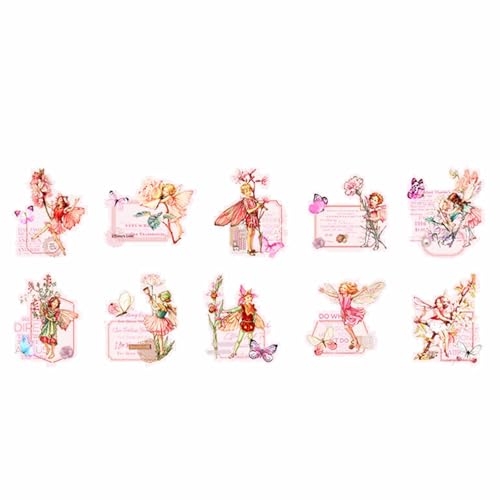 Ankroyu Fairy Aufkleber 30 Blätter Blumen Feen -Aufkleber Scrapbook Journal Supplies DIY Crafts Dekoration für Notizbücher Alben Haustier Material (Rosa) von ANKROYU