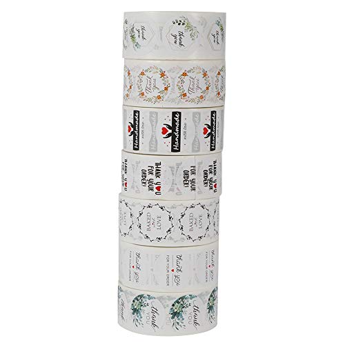 DIY -Aufkleber Englisch Briefe Hochzeits Geburtstagsblumen Labels Dekoration Kleber Aufkleber für Hochzeiten Partys Umschläge Tissue -Taschen Kisten 7 Rollen 500pcs von ANKROYU