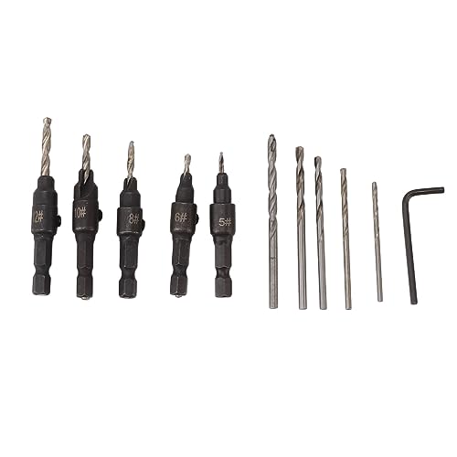 Drill Bits Set 82 Grad Countersink Drill Bit hohe Haltbarkeit Stahl für Holzbearbeitung Glasfaser Kunststoff 5 austauschbare Bits Drill Bits Set 82 Grad Countersink Drill Bit hohe Haltbarkeit Stahl für Holzbearbeitung Glasfaser Kunststoff 5 austauschbare Bits von ANKROYU