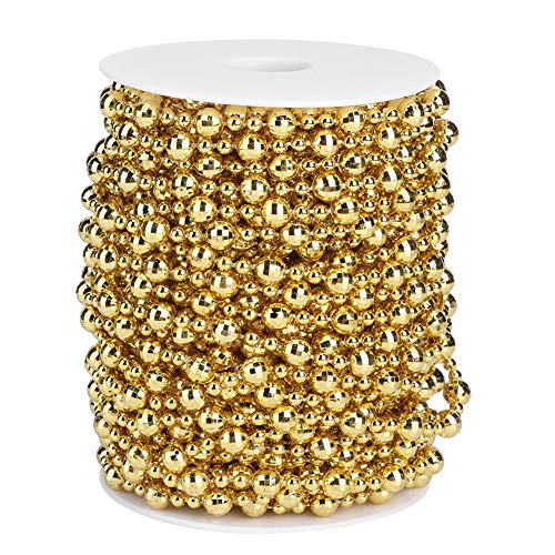 Faux Pearl Perlenschnur künstlicher Perle ation DIY Accessoire für Weihnachtsbaum -Hochzeitsation Abs Material Gold Silber 20m 65 6ft (Gold) von ANKROYU