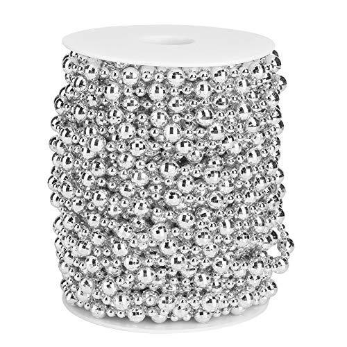 Faux Pearl Perlenschnur künstlicher Perle ation DIY Accessoire für Weihnachtsbaum -Hochzeitsation Abs Material Gold Silber 20m 65 6ft (Silber) von ANKROYU