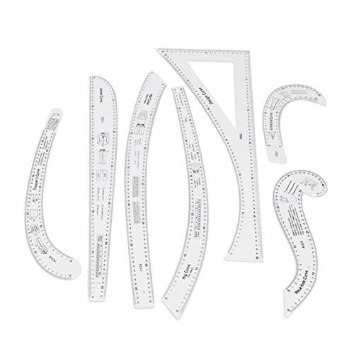 ANKROYU Französisches Kurvenlineal, 7 teiliges Nählineal, Schneider Set, Transparentes Französisches Kurvenlineal, Modisches Transparentes Metrisches Nählineal Set Für Modedesign Und Stoffanleitung ANKROYU Französisches Kurvenlineal, 7 teiliges Nählineal, Schneider Set, Transparentes Französisches Kurvenlineal, Modisches Transparentes Metrisches Nählineal Set Für Modedesign Und Stoffanleitung von ANKROYU