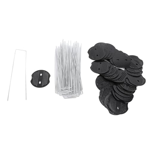 Gartenlandschaft Staples Set Heavy Duty U -förmige Eisenpfähte und Plastikdichtung Kit zur Sicherung von Rasengewebe Unkraut Barriere in Bodengärten Landschaftsgestaltung 40 Stück von ANKROYU