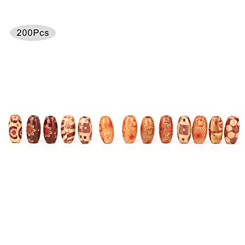 Hölzerne Perlen gestrichene farbenfrohe gemischte Muster DIY Bastelmaterial Schmuckzubehör für Armband Herstellung Holz 15x7mm 200pcs von ANKROYU