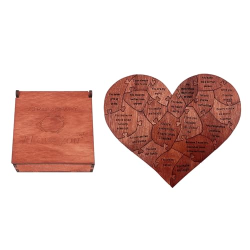Hölzernes Herz Puzzle Romantische Liebesbotschaft Rätsel Premium Birken Holz Handwerkskunst für Valentinstag Hochzeitstag Jubiläum von ANKROYU