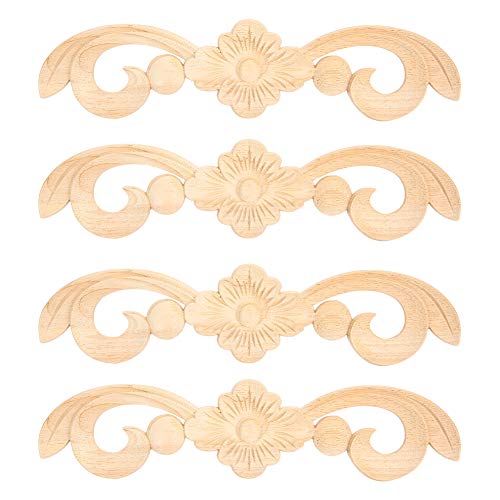 Holzapplikationen geschnitzte Blumen ative Ornament European Style Home Möbel ation Accessoires Gummiholz ​​25x6cm 4pcs von ANKROYU