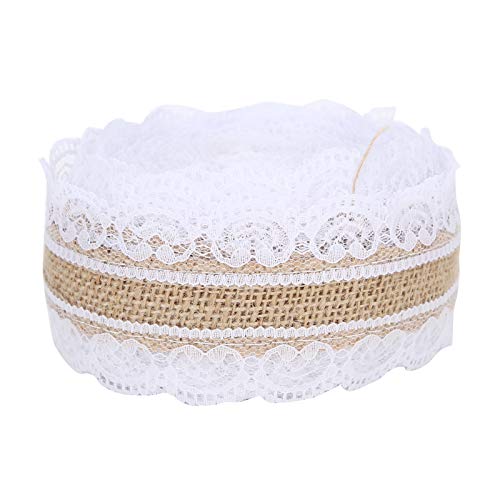 Jute Lace Roll 10m DIY natürliche weiße weiße Vintage Spitzenband für Hochzeitsfeierdekorationen Babypartyhandwerk um Ökofreundliche dekorative Materialien weiche gestrickte Textur Jute Lace Roll 10m DIY natürliche weiße weiße Vintage Spitzenband für Hochzeitsfeierdekorationen Babypartyhandwerk um Ökofreundliche dekorative Materialien weiche gestrickte Textur von ANKROYU