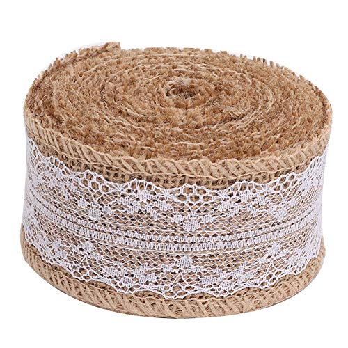 Leinenspitzen Ribbon Roll natürliche Farbe Schöne Spitzendekoration exquisite Handwerkskunst leicht zu schneiden für Hochzeits Weihnachten DIY Accessoires Material Leinen (Ein Typ) von ANKROYU
