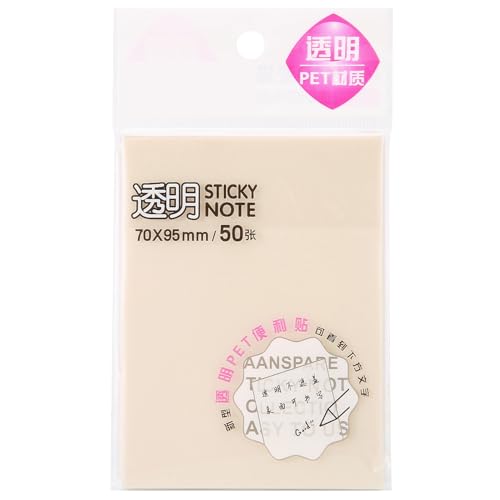 Memo -Pad Hinweis Pads Sticky Paper 50 Blätter Pack Haustiermaterial Durchscheinend dicke wasserdichte selbstklebende Memo -Pad für Schulbüro Home Student Study Life (Khaki (50 Fotos)) von ANKROYU