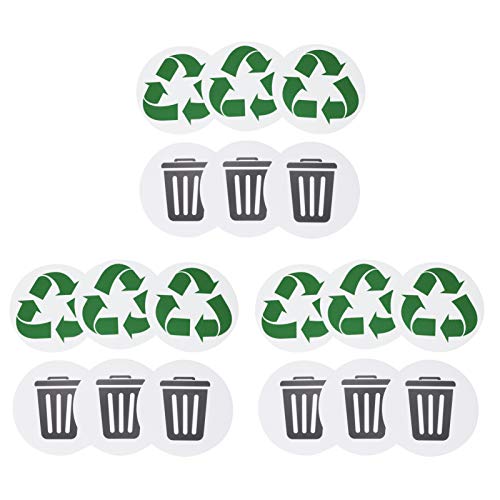 Mülleimeraufkleber Recycle -Aufkleber wasserdichtes Selbstklebstoffetikett für Home Office School Matt Lamination PVC Material 18pcs 12,5 cm Durchmesser von ANKROYU