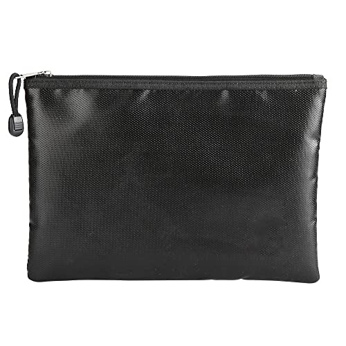 Wasserdichte feuerfeste Datei Tasche Dokument Organizer hohe Kapazität Robustes Geschäfts reise Büro Schule Verwendung Schwarz Silikon Beschichtetes Fiberglas Tuch 27x16cm 109g von ANKROYU
