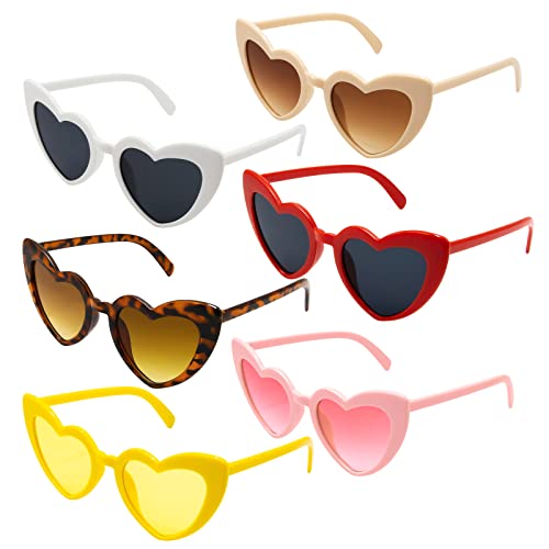 ANLIOTO 6 Stück Herz Sonnenbrille für Damen, Vintage Herzform Brille 90er Jahre Hippie Brille Kostümzubehör für Urlaub, Party, Hochzeit, Karneval, Halloween, Weihnachten ANLIOTO 6 Stück Herz Sonnenbrille für Damen, Vintage Herzform Brille 90er Jahre Hippie Brille Kostümzubehör für Urlaub, Party, Hochzeit, Karneval, Halloween, Weihnachten von ANLIOTO
