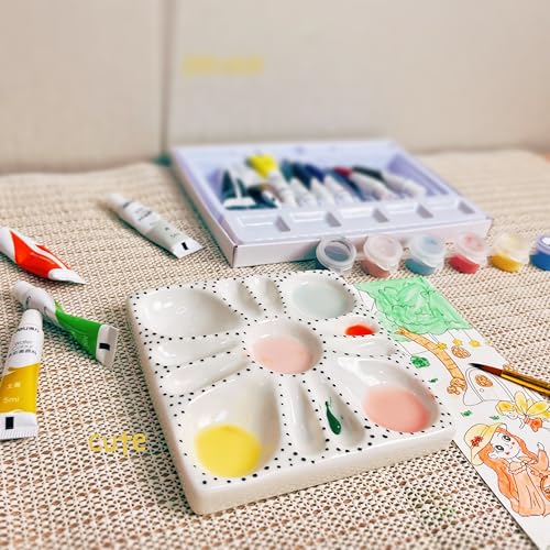 ANLYAWX Keramik-Aquarell-Palette – skurriles schwarzes Punkte-Design mit schräger Farbrille, hochwertige glasierte Keramik-Künstlerpalette für Aquarell- und Gouache-Malerei ANLYAWX Keramik-Aquarell-Palette – skurriles schwarzes Punkte-Design mit schräger Farbrille, hochwertige glasierte Keramik-Künstlerpalette für Aquarell- und Gouache-Malerei von ANLYAWX