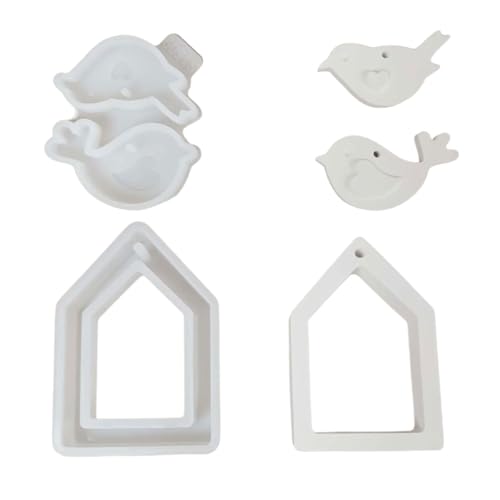 2 PCs Silikonformen Haus Mit Vogelformen Handgefertigte Epoxidharzformen Anhänger Plastern Formen Gussform Seifenformen 2 PCs Silikonformen Haus Mit Vogelformen Handgefertigte Epoxidharzformen Anhänger Plastern Formen Gussform Seifenformen von ANMITI