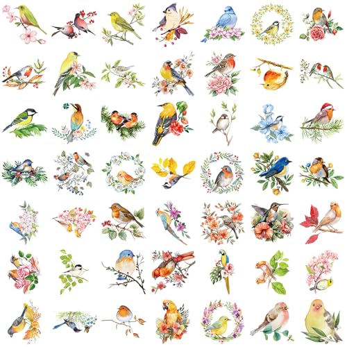 50 Blätter Scrapbook Aufkleber Aquarell Vogel Aufkleber Belohnung Dekoratives Etikett Gepäck Für Laptop Aquarell Vogel Graffiti Wasserdicht Dekorativ von ANMITI