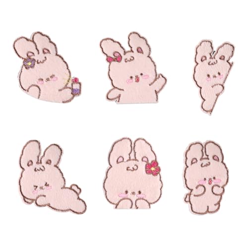 6 PCs Bestickte Flecken Cartoon Kaninchen Auf Flecken Applique Flecken Eisen Auf Flecken Nähflecken Für Kleiderbeutel von ANMITI