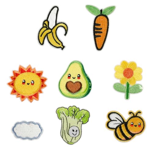 8 PCs Banana Gestickte Pflaster Blumenreparaturflecken Bienen Eisen Auf Flecken Applique Flecken Nähflecken Für Kleidung von ANMITI