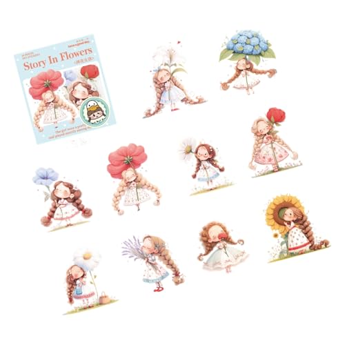 Cartoon Girl Sticker Blumen Aufkleber Sammelalbum Journal Dekorative Landschaft Cartoon Girl Flowers Journal Für Laptop Gepäck Telefon von ANMITI