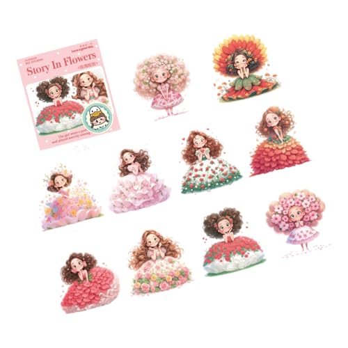 Cartoon Girl Sticker Blumen Aufkleber Sammelalbum Journal Dekorative Landschaft Cartoon Girl Flowers Journal Für Laptop Gepäck Telefon von ANMITI