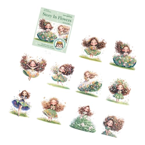 Cartoon Girl Sticker Blumen Aufkleber Sammelalbum Journal Dekorative Landschaft Cartoon Girl Flowers Journal Für Laptop Gepäck Telefon von ANMITI