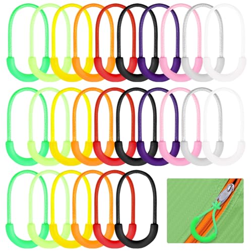 ANNASAMDO 100 Stück Reißverschluss Anhänger zum Einfädeln, Bunt Reißverschlüsse Zipper Set Reißverschluss Schieber, Nylon Ersatzzipper zur Reparatur für Rucksack, Sportbekleidung (10 Farben) von ANNASAMDO