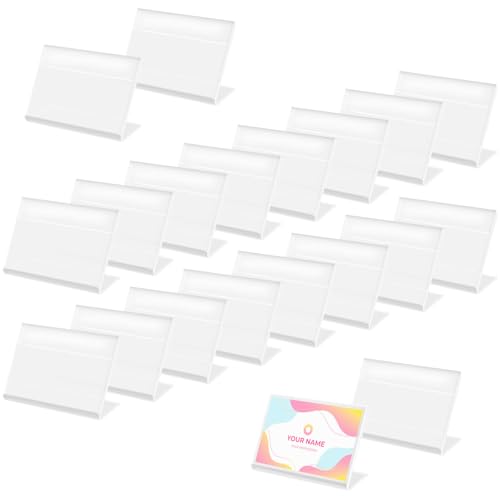 ANNASAMDO 20 Stück Acryl Etikettenhalter, 4x6 cm Preisschilder Dattel Halter Tischaufsteller Namensschilder Preisschildhalter Visitenkarten Display für Büro Einkaufszentren Supermarkt von ANNASAMDO