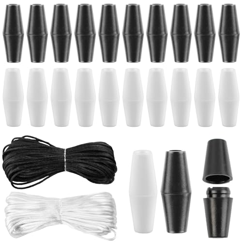 ANNASAMDO 60 Stück Armband Verschlüsse, Breakaway Kettenverschlüsse Sicherheitsverschluss Perlen Barrel Connectors mit 20m Nylon Kordeln für Halsketten Armbänder Schmuck DIY Basteln (Weiß+Schwarz) von ANNASAMDO