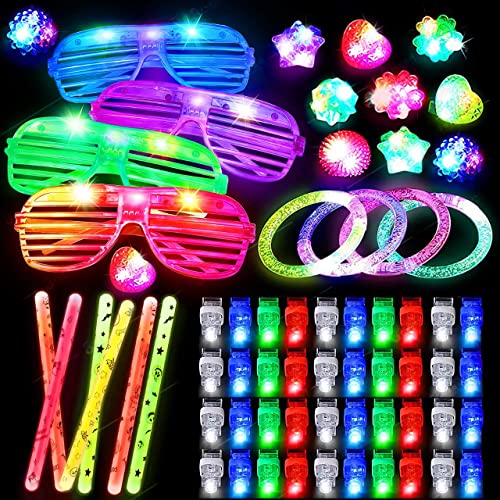 ANNILA 60 PCS Party Taschen, LED Light Up Spielzeug Party Favours Glow in The Dark Party Supplies für Kind mit 6 Ultra Bright Large Glow Sticks, 4 Blinkende Gläser, 4 Glow Sticks Armbänder. von ANNILA