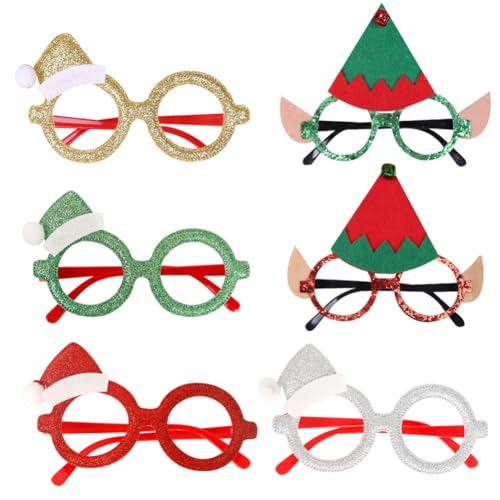 ANNIUP 6 Paar Weihnachtsdekorationen Skurrile Deko-Brillen Weihnachtsfeier Brillenrahmen Cartoon Lustige Brillenrahmen Kindergeschenke Party Verkleidung von ANNIUP