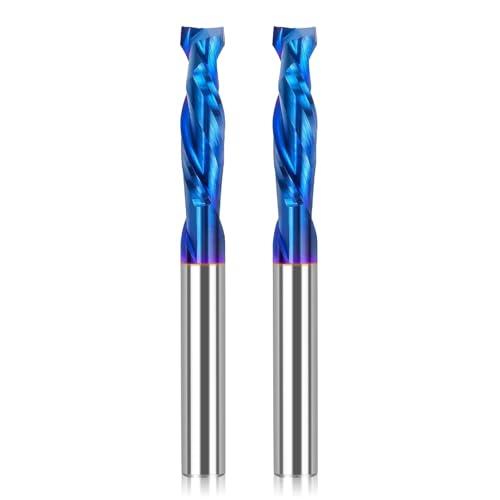 2 Stück Spiralfräser, Up-Down-Kompressionsfräser, 1/4 Zoll Schnittdurchmesser mit blauer Nanobeschichtung, 1/4 Zoll Schaft, CNC-Schaftfräser aus Vollhartmetall für Holzschnitzerei, Schneiden, Gravierf 2 Stück Spiralfräser, Up-Down-Kompressionsfräser, 1/4 Zoll Schnittdurchmesser mit blauer Nanobeschichtung, 1/4 Zoll Schaft, CNC-Schaftfräser aus Vollhartmetall für Holzschnitzerei, Schneiden, Gravierf von ANNOY TOOLS