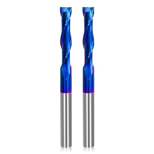 2 Stück Upcut-Spiralfräser, 1/4 Zoll Schaft, 1/4 Zoll Schnittdurchmesser, extra lang, 3 Zoll Vollhartmetall mit blauer Nanobeschichtung, CNC-Fräser, Schaftfräser für Holzschnitt, Schnitzerei 2 Stück Upcut-Spiralfräser, 1/4 Zoll Schaft, 1/4 Zoll Schnittdurchmesser, extra lang, 3 Zoll Vollhartmetall mit blauer Nanobeschichtung, CNC-Fräser, Schaftfräser für Holzschnitt, Schnitzerei von ANNOY TOOLS