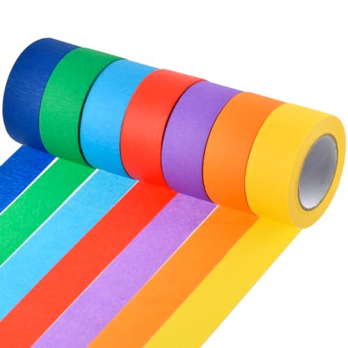ANNTIM 7 Rollen Klebeband Bunt, 13M* 25mm Washi Tape Set Malerkrepp, Deko Klebeband Gewebeband für Malerei Journal DIY Scrapbook Dekoratives Handwerk von ANNTIM