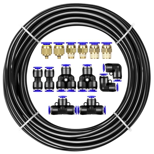 ANOMM 10M PU Pneumatikschlauch, Luftschlauch Rohrsatz, Pneumatic Polyurethane Pneumatik Schlauch, mit 8 Stück Pneumatikverbinder Air Push Schnellkupplungen (Y/T/L/I förmig), Außen 8mm x Innen 5mm von ANOMM