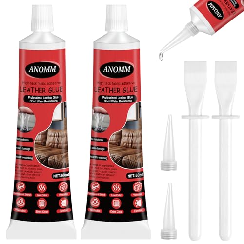 ANOMM 2 Stück Lederkleber Extra Stark, Klarer Klebstoff zur Reparatur von Rissen und Flicken, Professioneller Leder Kleber für Sofa, Jacke, Handtasche, Autositz, Möbel, Andere Lederarbeiten, 60 ml x 2 ANOMM 2 Stück Lederkleber Extra Stark, Klarer Klebstoff zur Reparatur von Rissen und Flicken, Professioneller Leder Kleber für Sofa, Jacke, Handtasche, Autositz, Möbel, Andere Lederarbeiten, 60 ml x 2 von ANOMM