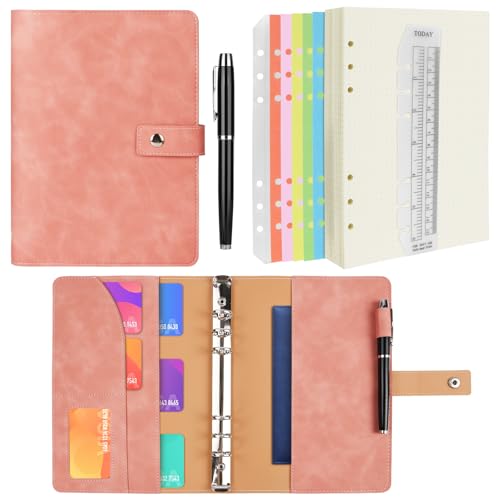 ANOMM A5 Ringbuch PU Leder Notizbuch, Notebook Binder, Nachfüllbares Notizbuch mit A5 Punktrasterpapier, Innentaschen und Registerteiler, Ordner Planer für Reisen Arbeit Schule Personal Organizer-Rosa ANOMM A5 Ringbuch PU Leder Notizbuch, Notebook Binder, Nachfüllbares Notizbuch mit A5 Punktrasterpapier, Innentaschen und Registerteiler, Ordner Planer für Reisen Arbeit Schule Personal Organizer-Rosa von ANOMM