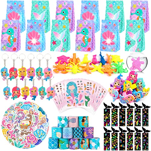 ANPHILE Meerjungfrauen-Partygeschenke, 12 Stück, Meerjungfrauen-Geburtstagsparty-Zubehör – Goodie Bags, Aufkleber, Kratzkunst, Ringe, Slap Armbänder, Schlüsselanhänger, Tiere für Party-Dekorationen ANPHILE Meerjungfrauen-Partygeschenke, 12 Stück, Meerjungfrauen-Geburtstagsparty-Zubehör – Goodie Bags, Aufkleber, Kratzkunst, Ringe, Slap Armbänder, Schlüsselanhänger, Tiere für Party-Dekorationen von ANPHILE