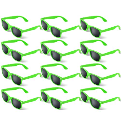 ANPUNAT 12 PCS Sunglasses Bulk for Birthday Party Beach Pool Party Favors Goody Bag Fillers (Green, 144mm*141mm*47mm) von ANPUNAT