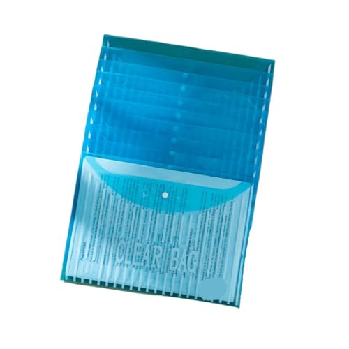 10 Stück A4-Dateibeutel mit vertikalem Muster, verdickt, mit Knopf, transparent, wasserdicht, for Daten, Dokumente for Studenten FüR Organisieren(Blue) von ANQKYO