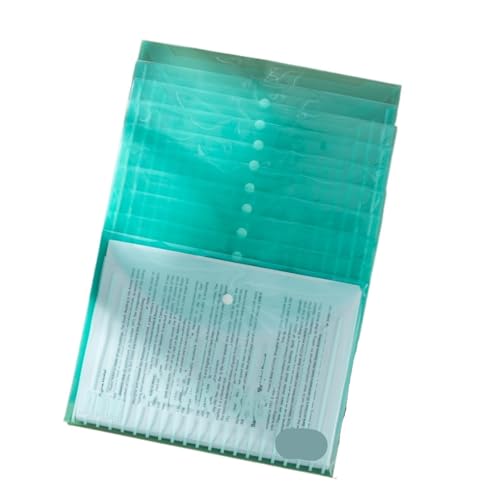 10 Stück A4-Dateibeutel mit vertikalem Muster, verdickt, mit Knopf, transparent, wasserdicht, for Daten, Dokumente for Studenten FüR Organisieren(Green) von ANQKYO
