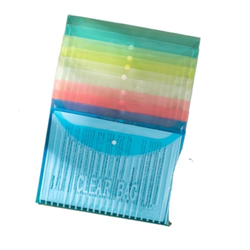 10 Stück A4-Dateibeutel mit vertikalem Muster, verdickt, mit Knopf, transparent, wasserdicht, for Daten, Dokumente for Studenten FüR Organisieren(MULTI) von ANQKYO