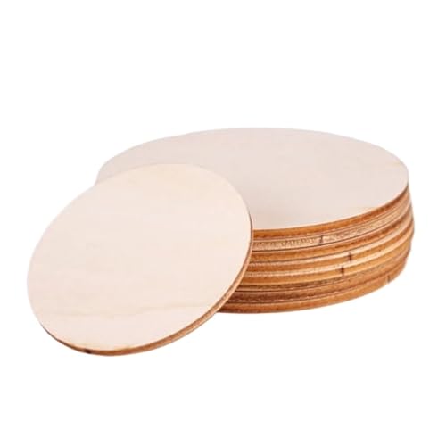 10 cm 20 Stück unvollendete Holzstücke, quadratisch, rund, blanke Scheiben for DIY-Bastelarbeiten, Malerei, Färbung, Untersetzer, Lasergravur FüR Diy Handwerk von ANQKYO
