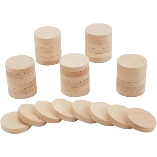 100 Stück 1 Zoll unbehandeltes Buchenholz, Bastelkreisausschnitte, runde dicke Holzkreise, Scheiben, leere Holzornamente, Dekoration FüR Diy Handwerk(Color3) von ANQKYO