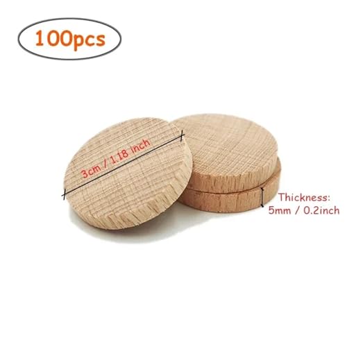 100 Stück 3 cm große unbehandelte Holzkreise, Münzen, flache, unbehandelte runde Holzscheiben for Heimwerkerbedarf, Bastelprojekte, Malen und Schreiben FüR Diy Handwerk von ANQKYO