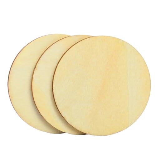 100 Stück Naturholzscheiben, rund, unvollendet, blanke Bretter, Kreise, Holzscheiben, Basteln, Untersetzer, Malerei, Gravur, Heimdekoration FüR Diy Handwerk von ANQKYO