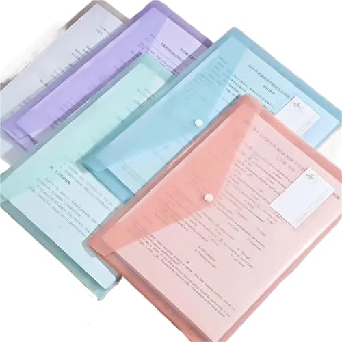 10PCS PP Kunststoff Umschlag Klar Wiederverwendbare Wasserdichte Ordner Mit Taste FüR Organisieren von ANQKYO