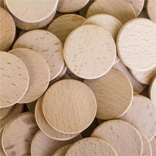 20 Stück 25 mm/30 mm/38 mm/40 mm Holzhandwerk DIY Handarbeit Blank Home Dekoration Buche Disc Holzhandwerk FüR Diy Handwerk(3.8cmx3.5mm) von ANQKYO