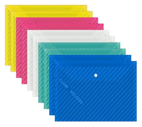 20 Stück Kunststoffordner for Dokumente, Umschläge im A4-Format mit Druckknopfverschluss, durchsichtige Aktentaschen FüR Organisieren(Mixed) von ANQKYO