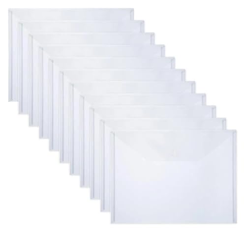 20 Stück Kunststoffordner for Dokumente, Umschläge im A4-Format mit Druckknopfverschluss, durchsichtige Aktentaschen FüR Organisieren(White) von ANQKYO